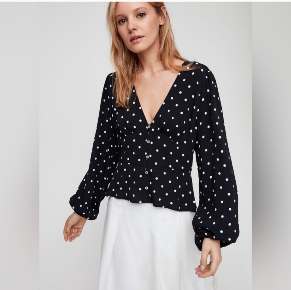 Wilfred New Prairie Blouse Polka-dotted, button-front blouse - Size Small